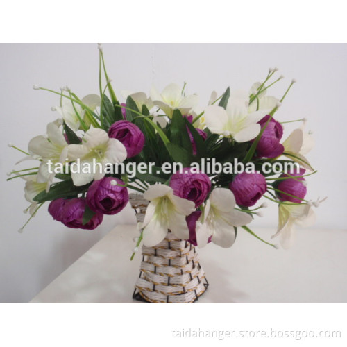Daily Decorative Use Flowers Lilly and Camellia Bud Artificial Mini Craft Silk Flowers